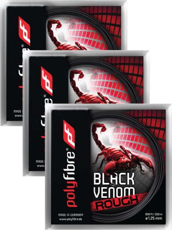 3 x Tenis struna Polyfibre  Black Venom Rough - set